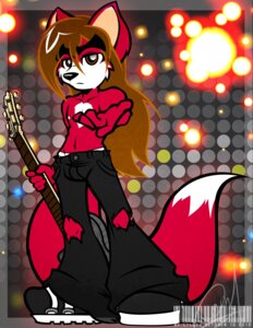 Rating: Safe Score: 0 Tags: 2012 anthro black_nose brown_eyes brown_hair canid canine clothed clothing dipstick_tail e621 electric_guitar fox guitar hair hi_res lilchu long_hair male mammal markings musical_instrument plucked_string_instrument solo string_instrument tail tail_markings topless User: bunchy7s