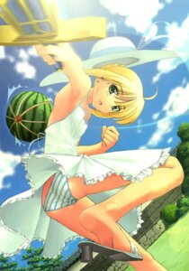 Rating: Questionable Score: 0 Tags: artoria_pendragon ass blonde_hair blue_panties blue_striped_panties dress dutch_angle fate/stay_night fate_(series) female frills green_eyes hat panties rubbish_selecting_squad rule34 sandals sky solo standing striped striped_panties sun_hat type-moon underwear upskirt white_dress User: bunchy7s