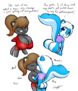 Rating: Questionable Score: 0 Tags: 2013 anthro big_breasts big_butt black_body black_fur blue_body blue_fur bottomless breast_fondling breast_grab breast_play breasts brown_hair butt butt_grab catherine_goodlove cleavage clothed clothing dialogue duo e621 english_text exclamation_point eyes_closed female female/female fondling french_kissing fur gwen_mason hair hand_on_breast hand_on_butt huge_breasts kissing mammal mephitid multicolored_body multicolored_fur norithics rodent sciurid simple_background skunk sound_effects text topless tree_squirrel two_tone_body two_tone_fur white_background white_body white_fur white_hair User: bunchy7s