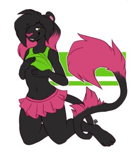 Rating: Questionable Score: 0 Tags: anthro barefoot biped black_body black_fur black_hair bottomwear clothed clothing crossdressing dante_lovett e621 feet felid femboy fluffy fluffy_tail fur green_eyes hair kneeling krokpot lion long_hair long_tail male mammal multicolored_hair navel pantherine paws pink_hair pink_nose shirt simple_background skirt slim smile solo tail teasing topwear two_tone_hair white_background User: bunchy7s
