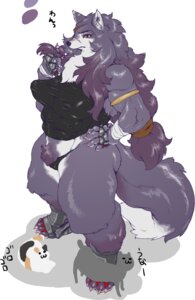 Rating: Questionable Score: 0 Tags: anthro barefoot biped breasts canid canine canis clothed clothing domestic_cat domestic_dog e621 feet felid feline felis female fluffy fur hair long_hair mammal mature_anthro mature_female multi_breast nezumi_(artist) pubes purple_body purple_fur purple_hair scar shirt simple_background solo standing supernumerary_breasts tail topwear white_background wolf yellow_eyes User: bunchy7s
