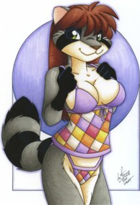 Rating: Safe Score: 0 Tags: 2008 absurd_res anthro bottomwear breasts cleavage clothed clothing e621 female green_eyes hi_res looking_at_viewer mammal michele_light procyonid raccoon signature skimpy solo tail topwear traditional_media_(artwork) User: bunchy7s