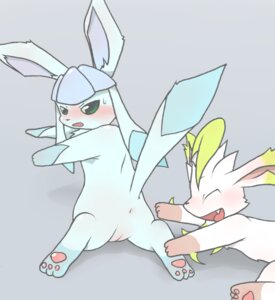 Rating: Explicit Score: 0 Tags: 3_toes anus blue_body blue_fur blush bodily_fluids brown_body brown_fur butt cute_fangs duo e621 ear_tuft eeveelution embarrassed eyes_closed fangs feet female feral fur generation_4_pokemon genitals glaceon green_eyes grey_background hindpaw konzaburou leafeon looking_back lying multicolored_body multicolored_fur nintendo on_front open_mouth open_smile pawpads paws pink_pawpads pink_vulva pokemon pokemon_(species) raised_tail simple_background smile snout sweat sweatdrop tail tan_body tan_fur teeth toes toony tuft two_tone_body two_tone_fur vulva User: bunchy7s