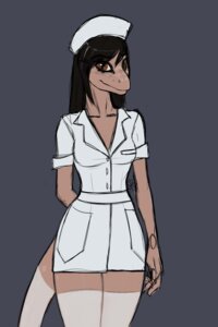 Rating: Safe Score: 0 Tags: 2014 anthro biped black_hair breasts brown_eyes clothed clothing digital_media_(artwork) dtella e621 female four-clawed_gecko gecko grey_background hair hands_behind_back hi_res ldr lizard long_hair looking_at_viewer non-mammal_breasts nurse reptile scalie simple_background small_breasts solo standing tail the_assistant User: bunchy7s