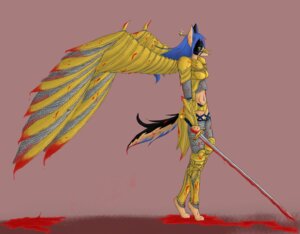 Rating: Questionable Score: 0 Tags: anthro armor battle_ready blood blue_hair bodily_fluids canid canine canis chainmail e621 female foxykoneko69 hair leliana_(maxiscore) mammal melee_weapon solo star_chain sword tail tattoo weapon wings wolf User: bunchy7s