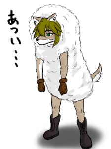 Rating: Safe Score: 0 Tags: 2010 3:4 anthro boots canid canine canis clothing doggydog-no13 e621 female footwear gloves green_eyes hair handwear japanese_text mammal shoes short_hair simple_background solo text white_background wolf User: bunchy7s