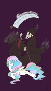 Rating: Safe Score: 0 Tags: 2012 4:7 absurd_res bone cloak clothing cutie_mark death_(personification) duo e621 equid equine feathered_wings feathers female feral friendship_is_magic grim_reaper hair hasbro hi_res hood horn male mammal melee_weapon multicolored_hair my_little_pony mythological_creature mythological_equine mythology personification polearm princess princess_celestia_(mlp) quadruped royalty scythe simple_background skeleton skull tail valcron weapon winged_unicorn wings User: bunchy7s