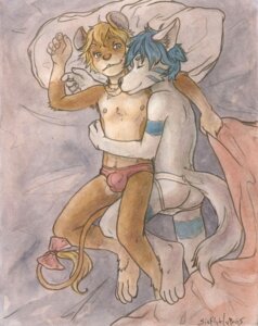 Rating: Explicit Score: 0 Tags: 5_fingers accessory anthro arm_around_shoulders arm_hair armpit_hair bed bedding biped blanket blonde_hair blue_hair body_hair bow_(feature) bow_accessory bow_ribbon briefs brown_body brown_fur bulge butt canid canine canis chest_tuft clothed clothing detailed_bulge duo e621 eyes_closed fingers foot_tuft fur furgonomics furniture genital_outline gloves_(marking) grey_body grey_fur hair hug interspecies jewelry jockstrap leg_markings lying male male/male male_anthro mammal markings mouse murid murine necklace nipples on_back on_bed on_side painting_(artwork) penis_outline pillow plantigrade predator/prey pubes ribbons rodent sicklyhypnos smile socks_(marking) tail tail_accessory tail_between_legs tail_bow tail_ribbon tail_tuft thong topless traditional_media_(artwork) traditional_painting_(artwork) traditional_watercolor_(artwork) tuft underwear watercolor_(artwork) wolf User: bunchy7s