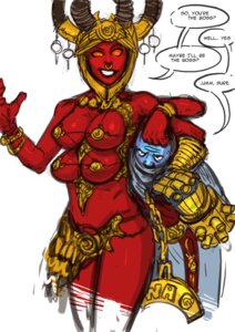 Rating: Questionable Score: 0 Tags: 4_breasts armor atziri blue_body blue_skin bracelet breasts clothed clothing crotch_apron demon dialogue dominus duo e621 english_text facial_piercing female horn humanoid jewelry joe_duncan male multi_breast nose_piercing nose_ring not_furry orange_eyes path_of_exile piercing red_body red_skin ring_piercing septum_piercing skimpy speech_bubble text unconvincing_armor User: bunchy7s