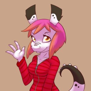 Rating: Safe Score: 0 Tags: 1:1 4_fingers aroka black_body black_scales breasts clothing dipstick_tail dragon e621 female fingers fur gesture hair humanoid_hands jacket looking_at_viewer markings multicolored_hair multicolored_tail mythological_creature mythological_scalie mythology non-mammal_breasts orange_eyes orange_hair pink_hair raised_tail scales scalie short_hair simple_background smile solo tail tail_markings tan_background tehnitro topwear waving white_body white_scales User: bunchy7s