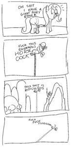 Rating: Explicit Score: 0 Tags: 1:2 big_penis black_and_white comic crossgender e621 english_text equid equine erection feral fluttershy_(mlp) friendship_is_magic genitals gynomorph hasbro hi_res horse intersex mammal monochrome my_little_pony penis pony profanity quadruped solo tail text unknown_artist User: bunchy7s