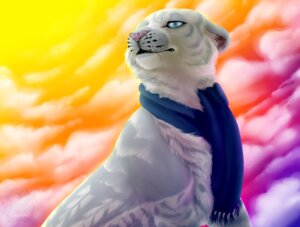 Rating: Safe Score: 0 Tags: ambiguous_gender detailed detailed_background e621 felid feral leucistic mammal pantherine scarf solo stripes sunset tiger toony tora_(toradoshi) toradoshi whiskers User: bunchy7s