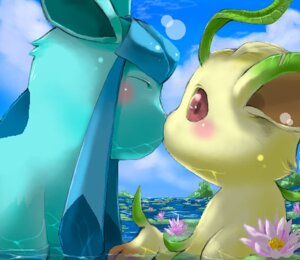 Rating: Safe Score: 0 Tags: 2009 ambiguous_gender blush detailed_background digital_media_(artwork) duo e621 eeveelution feral flower garouzuki generation_4_pokemon glaceon kiss_on_lips kissing leafeon nintendo outside plant pokemon pokemon_(species) romantic romantic_couple sky surprised water water_lily User: bunchy7s