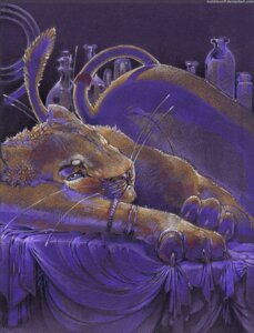 Rating: Questionable Score: 0 Tags: anthro biped bottle bracelet bubblewolf claws container e621 felid female fur jewelry lion looking_at_viewer lying mammal nude on_side pantherine purple_eyes restricted_palette ring solo tail tail_tuft traditional_media_(artwork) tuft whiskers User: bunchy7s