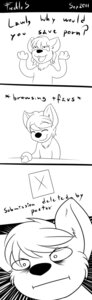 Rating: Safe Score: 0 Tags: 2011 anthro black_and_white canid canine comic digital_drawing_(artwork) digital_media_(artwork) e621 english_text freckles_(artist) hi_res humor male mammal monochrome simple_background text the_truth white_background User: bunchy7s