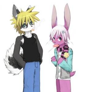 Rating: Safe Score: 0 Tags: 5_fingers anthro blue_eyes blush candy canid canine canis cigarette clothed clothing dessert dipstick_ears domestic_dog duo e621 ear_markings fingers fist food fully_clothed fur grey_body grey_fur hair hand_in_pocket hi_res holding_food holding_object husky inner_ear_fluff jacket lagomorph leporid lollipop long_ears looking_aside looking_at_viewer male mammal markings mouth_hold multicolored_ears nordic_sled_dog pink_body pink_fur pockets rabbit scarf shirt short_hair simple_background smoke smoking snowflake snowflake_the_bunny spitz standing tail tank_top tay_(niaka) topwear tuft whiskers white_background white_body white_fur white_hair whiteleo User: bunchy7s