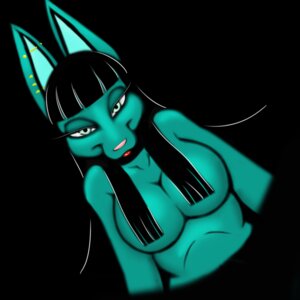 Rating: Questionable Score: 0 Tags: 1:1 2010 anthro anubian_jackal black_hair breasts canid canine canis digital_media_(artwork) e621 female green_eyes hair half-length_portrait jackal jewelry kloudmutt long_hair looking_at_viewer mammal nude piercing portrait solo tongue tongue_out User: bunchy7s