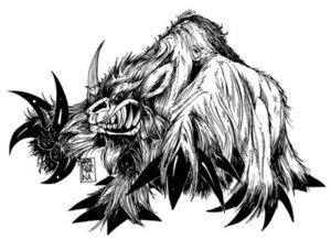 Rating: Safe Score: 0 Tags: ambiguous_gender claws cthulhu_mythos e621 fangs feral fur gnoph-keh greyscale h._p._lovecraft horn long_fur low_res mb_hurdygurdy monochrome simple_background sketch solo teeth white_background User: bunchy7s