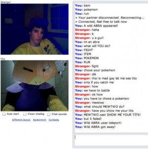 Rating: Safe Score: 0 Tags: abra battle chatroulette clothing costume duo e621 english_text flawless_victory generation_1_pokemon grandfathered_content human humor low_res male mammal mask nintendo pokemon pokemon_(species) pokemon_costume real text trolling unknown_artist User: bunchy7s