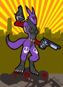 Rating: Safe Score: 0 Tags: 1998 alternate_color anaktis anthro bandai_namco canid canine city cityscape digimon digimon_(species) dual_wielding e621 fan_character female gun holding_gun holding_object holding_ranged_weapon holding_weapon mammal ranged_weapon renamon signature skullrenamon solo tail weapon User: bunchy7s