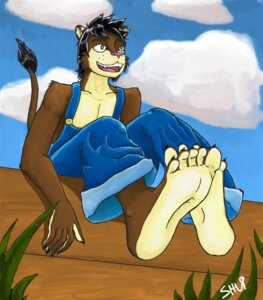 Rating: Safe Score: 0 Tags: 5_toes anthro arthropod barefoot beetle biped black_hair claws clothing cloud cucujoid e621 fangs feet felid foot_focus freckles grass green_eyes hair hindpaw humanoid_feet humanoid_hands insect ladybug lazertooth lion male mammal outside overalls pantherine paws plant plantigrade shui sky smile soles solo teeth toes wood User: bunchy7s