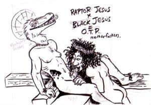 Rating: Explicit Score: 0 Tags: anthro black_jesus blasphemy blood bodily_fluids butt christianity cross duo e621 english_text erection fellatio genitals halo interspecies jesus_christ looking_at_viewer male male/male male_penetrated male_penetrating male_penetrating_male meme nail nude oral oral_penetration penetration penile penis profanity raptor_jesus religion reptile sacrilegious scalie sex simple_background text tongue tongue_out unknown_artist vein what User: bunchy7s
