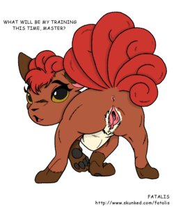 Rating: Explicit Score: 0 Tags: aliasing anus canid canine digital_media_(artwork) e621 english_text fatalis_(artist) female feral generation_1_pokemon genitals hi_res looking_at_viewer looking_back mammal multi_tail nintendo pokemon pokemon_(species) presenting simple_background solo tail text url vulpix vulva white_background User: bunchy7s