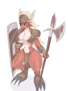 Rating: Safe Score: 0 Tags: 57mm armor blonde_hair breasts claws convincing_weapon e621 female hair halberd headgear helmet long_hair melee_weapon polearm shield simple_background solo unconvincing_armor weapon white_background User: bunchy7s