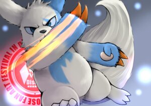 Rating: Safe Score: 0 Tags: ambiguous_gender blue_body blue_eyes blue_fur blue_markings e621 english_text fur generation_3_pokemon gure looking_at_viewer markings nintendo overweight overweight_ambiguous pokemon pokemon_(species) shiny_pokemon slightly_chubby solo tail text white_body white_fur zangoose zangoose_day User: bunchy7s