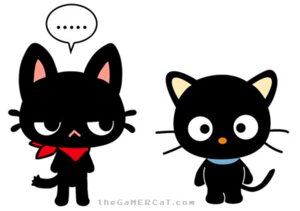 Rating: Safe Score: 0 Tags: ambiguous_gender black_body black_fur cat_tail chococat clothing collar domestic_cat duo e621 felid feline felis fur gamercat_(character) hello_kitty_(series) kerchief looking_at_viewer low_res mammal samantha_whitten sanrio tail the_gamercat User: bunchy7s