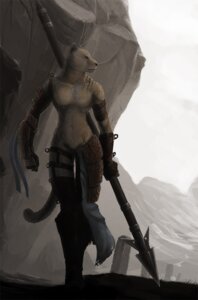 Rating: Safe Score: 0 Tags: anthro armor athletic breasts claws cloth clothed clothing e621 featureless_breasts featureless_crotch felid female lion mammal melee_weapon muscular muscular_anthro pantherine polearm ribbons scar solo spear tail tatters topless tribal unconvincing_armor warrior weapon zekit User: bunchy7s
