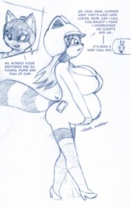 Rating: Explicit Score: 0 Tags: anthro armor belly big_breasts blue_and_white bodily_fluids breasts canid canine clothed clothing cum cum_inflation cum_inside dialogue duo e621 english_text excessive_cum excessive_genital_fluids female footwear genital_fluids headgear helmet high_heels inflation mako_takahashi mammal monochrome mother_(lore) noriko_takahashi norithics parent_(lore) procyonid prostitution raccoon raccoon_dog shoes simple_background sketch slosh sloshing_belly solo_focus tail tanuki text white_background User: bunchy7s