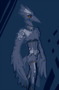 Rating: Questionable Score: 0 Tags: abstract_background anthro avian beak bird brown_sclera clothed clothing crossdressing e621 male restricted_palette solo stork turbinedivinity User: bunchy7s