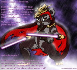 Rating: Safe Score: 0 Tags: 3_toes ambiguous_gender anthro armband belt black_outline bone brown_body brown_fur cloak clothing digital_media_(artwork) dual_wielding e621 english_text ewok ewoks feet full-length_portrait fur grey_body grey_fur holding_lightsaber holding_melee_weapon holding_object holding_weapon jedi kkatman lightsaber looking_at_viewer mammal melee_weapon outline portrait purple_lightsaber sith solo star_wars text toes weapon User: bunchy7s