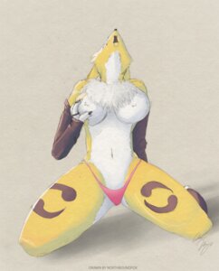 Rating: Questionable Score: 0 Tags: 2014 anthro armwear bandai_namco biped breasts canid canine chest_tuft clothing digimon digimon_(species) e621 elbow_gloves female fur gloves hand_on_breast handwear kneeling mammal navel northboundfox open_mouth renamon simple_background solo spread_legs spreading tuft underwear white_body white_fur yellow_body yellow_fur User: bunchy7s