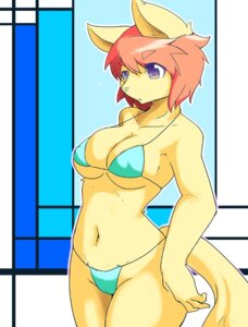 Rating: Questionable Score: 0 Tags: anthro bikini biped camel_toe canid canine canis clothed clothing domestic_dog e621 female fur hair mammal navel novsilv pointy_ears prick_ears purple_eyes red_hair skimpy skimpy_bikini solo standing string_bikini swimwear tail teal_bikini teal_clothing teal_swimwear triangle_bikini two-piece_swimsuit yellow_body yellow_fur User: bunchy7s