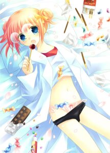 Rating: Questionable Score: 0 Tags: 1girls bed blue_eyes buruma candy class_3-z female female_only food gintama glasses glasses_on_head gym_uniform kagura_(gintama) labcoat lollipop official_alternate_costume open_clothes orange_hair panties rule34 sakurazawa_izumi shirt_up solo underwear wearing_others_clothes User: bunchy7s