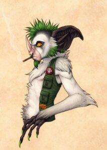 Rating: Safe Score: 0 Tags: 2006 alternative_fashion anthro aye-aye badge bat beard cigarillo claws clothed clothing detailed_ear e621 ear_piercing facial_hair facial_piercing fred fur glamfur green_hair hair half-length_portrait hellraiser hybrid lemur male mammal mohawk nipples nose_piercing piercing pinhead portrait primate psychodjinn punk short_hair side_view simple_background smoke smoking solo strepsirrhine topwear tragus vest white_body white_fur User: bunchy7s