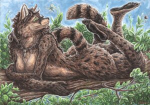 Rating: Questionable Score: 0 Tags: anthro biped breasts detailed_background e621 feet female forest genet happy hindpaw kirsch looking_back lying mammal nude on_front outside paws plant plantigrade sky smile solo tail topaz_(kalahari) tree viverrid wood User: bunchy7s