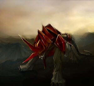 Rating: Safe Score: 0 Tags: ambiguous_gender anthro armor claws cloud detailed detailed_background e621 fangs feral monster mountain outside quadruped red_body sky solo tail teeth tsampikos User: bunchy7s