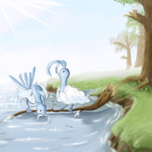 Rating: Safe Score: 0 Tags: 1:1 altaria ambiguous_gender avian biped bird day detailed_background digital_media_(artwork) duo e621 feral generation_3_pokemon hetdegon nintendo outside plant pokemon pokemon_(species) toony tree water wings wood User: bunchy7s