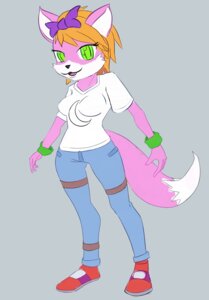 Rating: Safe Score: 0 Tags: absurd_res angel_the_fox anthro bottomwear canid canine clothing dipstick_tail doukivic e621 female fire_island_entertainment footwear fox hi_res mammal markings pants ribbons shirt shoes sneakers solo tail tail_markings topwear wristband User: bunchy7s