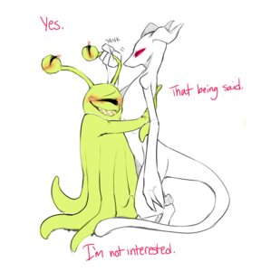 Rating: Safe Score: 0 Tags: alien ask_blog blush dept_store_spook dialogue dogrot duo e621 earthbound_(series) english_text gieeg giygas hi_res hug male mook nintendo red_eyes simple_background text white_background User: bunchy7s