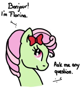 Rating: Safe Score: 0 Tags: 2012 e621 equid equine female feral florina_(mlp) friendship_is_magic hasbro horse mammal my_little_pony pony smile solo text unknown_artist User: bunchy7s