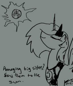 Rating: Safe Score: 0 Tags: banishment black_and_white e621 equid equine feathered_wings feathers female feral friendship_is_magic hasbro horn mammal monochrome my_little_pony mythological_creature mythological_equine mythology parody princess_celestia_(mlp) princess_luna_(mlp) simple_background sketch solo toony unknown_artist winged_unicorn wings User: bunchy7s