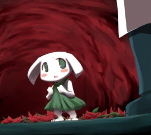 Rating: Safe Score: 0 Tags: blush bottomless cave cave_story clothed clothing detailed detailed_background dress duo e621 female fuyuhiko_date green_eyes human lagomorph low-angle_view male mammal mimiga noi-gren27 petals toony toroko User: bunchy7s