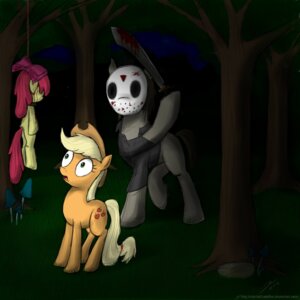 Rating: Questionable Score: 0 Tags: 1:1 2012 alternate_species apple_bloom_(mlp) applejack_(mlp) blade blonde_hair blood bodily_fluids child_murder clothing cowboy_hat cutie_mark death detailed_background e621 earth_pony equid equine female feral forest friday_the_13th_(series) friendship_is_magic fungus group hair hanged hasbro hat headgear headwear horse imminent_death jason_voorhees male mammal mask mushroom my_little_pony night outside parody plant ponification pony quadruped red_hair rule1of1coldfire tail tree what_has_magic_done wood young young_feral User: bunchy7s