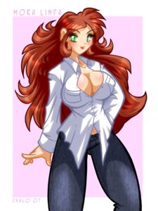 Rating: Questionable Score: 0 Tags: 2007 big_breasts bottomwear bovid bovine breasts brown_hair cattle chalo cleavage clothed clothing e621 female grandfathered_content green_eyes hair hi_res huge_breasts human human_only las_lindas long_hair mammal mora_linda not_furry pants shirt solo topwear User: bunchy7s