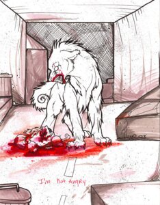 Rating: Questionable Score: 0 Tags: 2003 ambiguous_gender blood bodily_fluids canid canine corpse crayon_(artwork) death dialogue domestic_cat e621 english_text felid feline felis feral gore group in_denial mammal marker_(artwork) mixed_media monster pen_(artwork) solo_focus tail text traditional_media_(artwork) violence zeriara User: bunchy7s