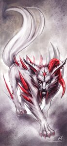 Rating: Safe Score: 0 Tags: 6:13 ambiguous_gender canid canine canis e621 fangs feral fur hi_res horn looking_at_viewer mammal ninjatic sabertooth_(anatomy) solo tail teeth white_body white_fur wolf User: bunchy7s
